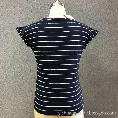 Women's cotton stripe knitted top